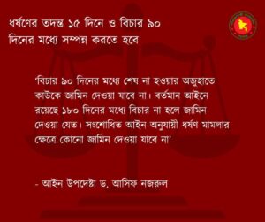 ধর্ষণের তদন্ত ১৫ দিনে ও বিচার ৯০ দিনের মধ্যে সম্পন্ন করতে হবে